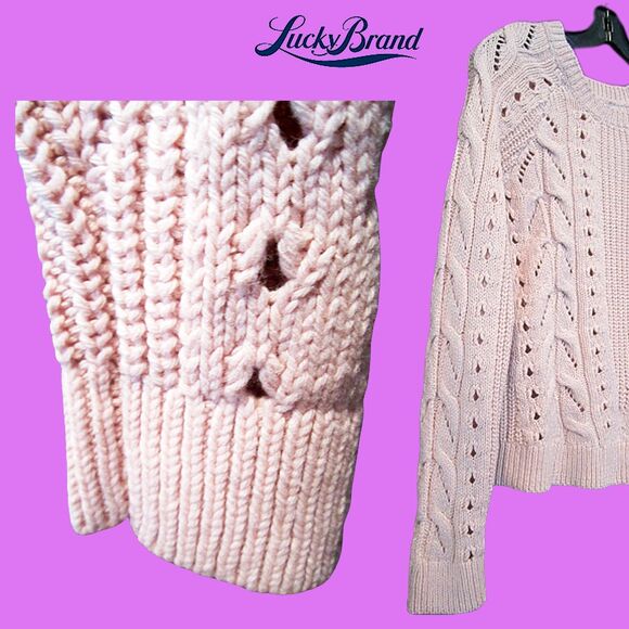 Lucky Brand NEW Cable Knit Crew Neck Sweater Top S - Picture 4 of 12